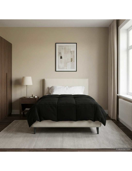 Duvet Invernale Trapuntato Nero 135 x 200 cm Microfibra