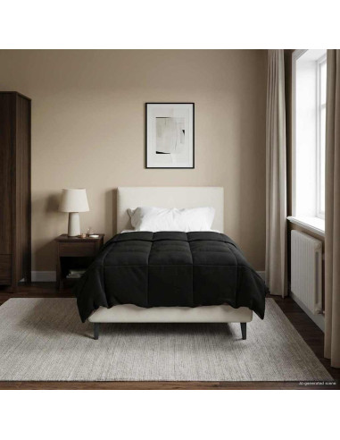 Duvet Invernale Trapuntato Nero 140 x 220 cm Microfibra