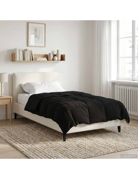 Duvet Invernale Trapuntato Nero 155 x 200 cm Microfibra