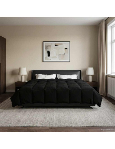 Duvet Invernale Trapuntato Nero 200 x 220 cm Microfibra