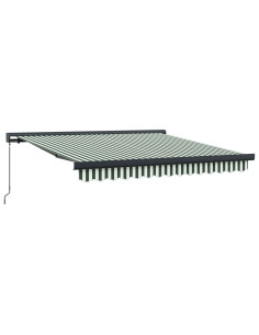 Tenda Retrattile Verde e Bianco 300 x 250 cm Tessuto e Metallo 2