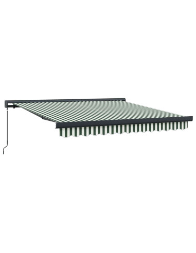 Tenda Retrattile Verde e Bianco 300 x 250 cm Tessuto e Metallo