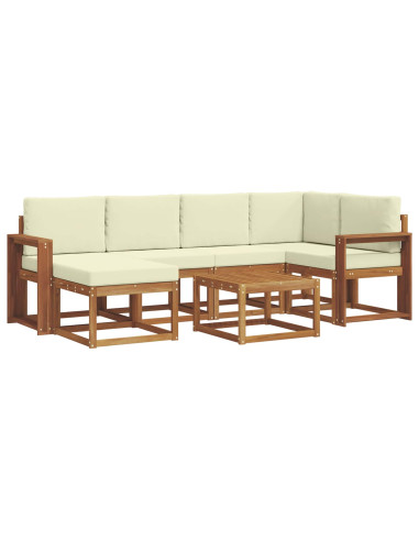 Set di divani da esterno con cuscino 7 pcs Naturale e Crema