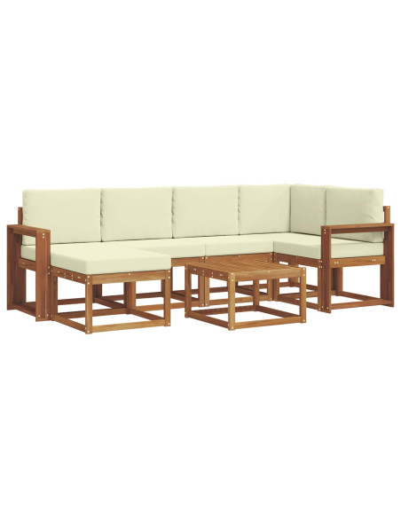 Set di divani da esterno con cuscino 7 pcs Naturale e Crema