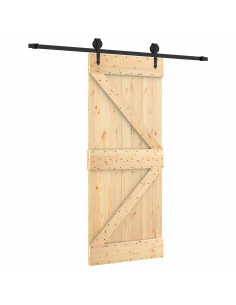 Porta scorrevole Naturale e Nero 85 x 210 cm 2