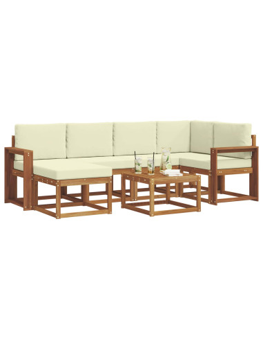 Set di divani da esterno con cuscino 7 pcs Naturale e Crema