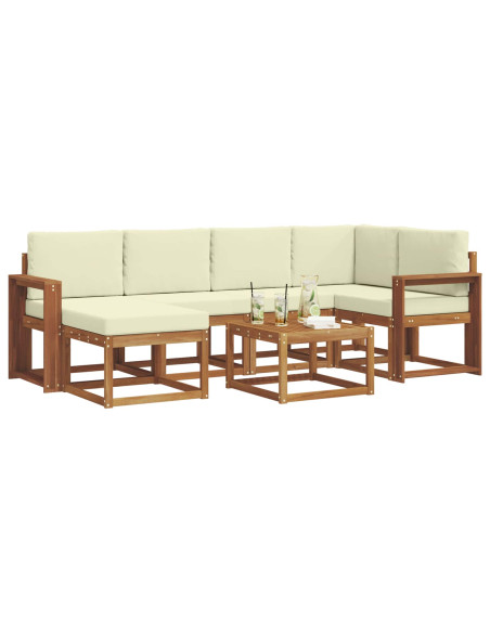 Set di divani da esterno con cuscino 7 pcs Naturale e Crema