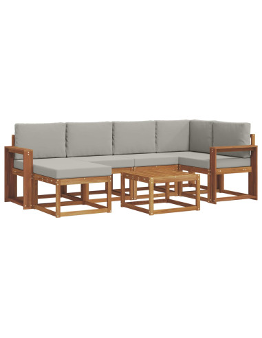 Set di divani da esterno 7 pcs Grigio Naturale e Chiaro