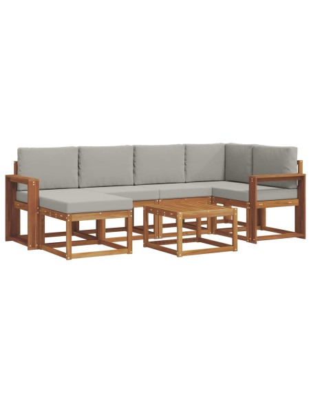 Set di divani da esterno 7 pcs Grigio Naturale e Chiaro