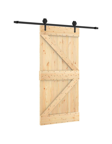 Porta scorrevole Naturale e Nero 95 x 210 cm