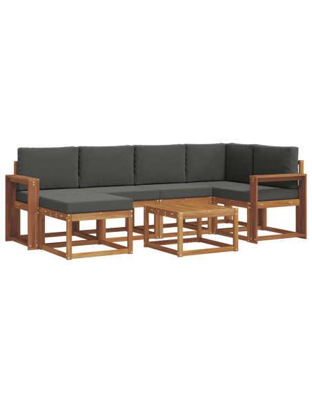 Set di divani da esterno con cuscino 7 pcs Naturale e Antracite