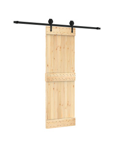 Porta scorrevole Naturale e Nero 70 x 210 cm 2