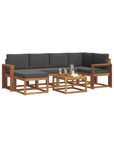 Set di divani da esterno con cuscino 7 pcs Naturale e Antracite