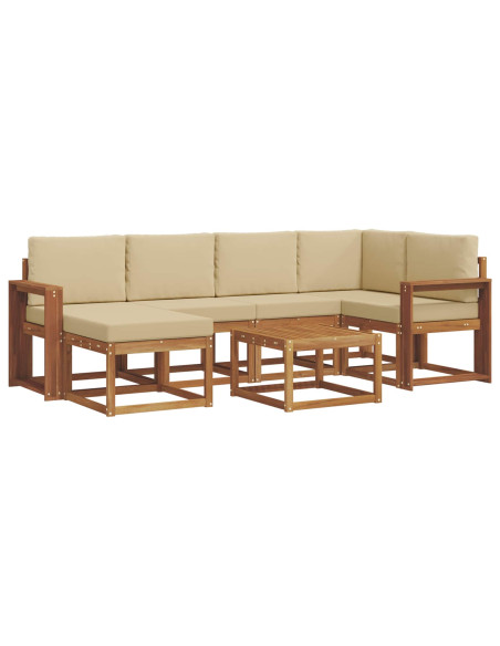 Set di divani da esterno con cuscino 7 pcs Naturale e Beige