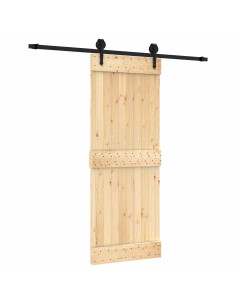 Porta scorrevole Naturale e Nero 80 x 210 cm 2