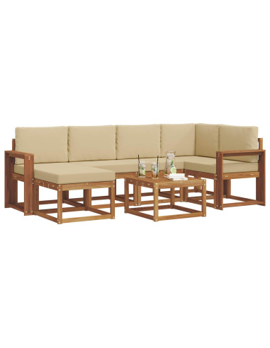 Set di divani da esterno con cuscino 7 pcs Naturale e Beige