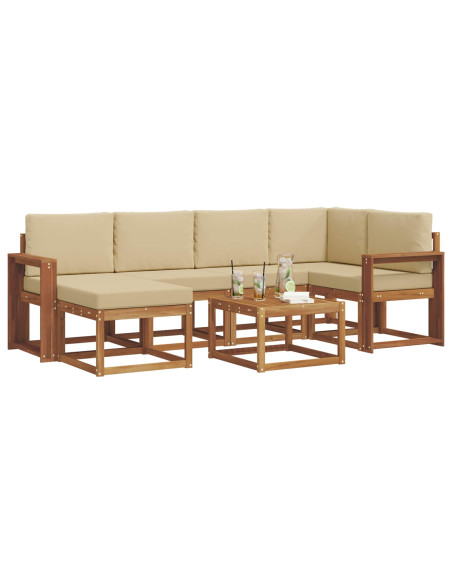 Set di divani da esterno con cuscino 7 pcs Naturale e Beige