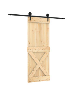 Porta scorrevole Naturale e Nero 80 x 210 cm 2