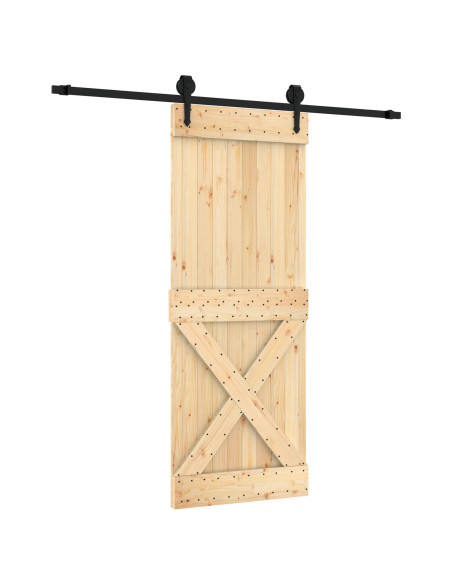 Porta scorrevole Naturale e Nero 80 x 210 cm