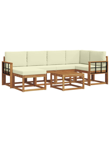 Set di divani da esterno con cuscino 7 pcs Naturale e Crema