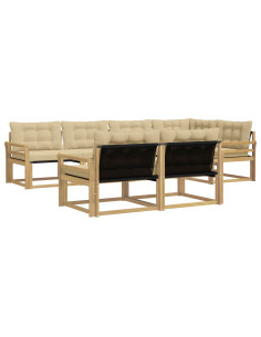 Set di divani da esterno con cuscino 7 pcs Bianco e Beige 2