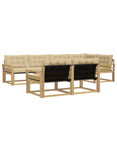 Set di divani da esterno con cuscino 7 pcs Bianco e Beige