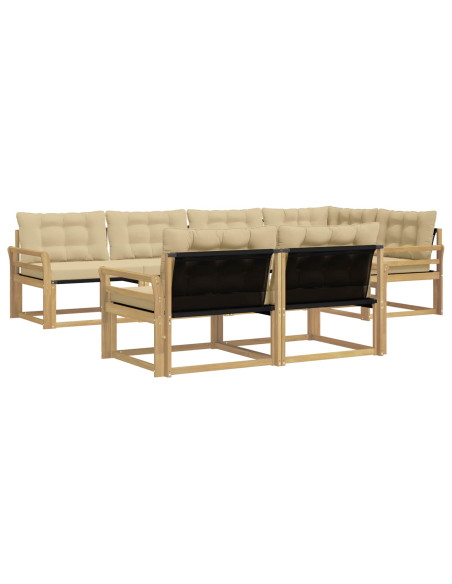 Set di divani da esterno con cuscino 7 pcs Bianco e Beige