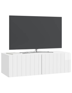 Mobile Porta TV da Muro Bianco Lucido 98 x 41 x 30 cm 2