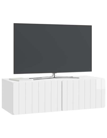 Mobile Porta TV da Muro Bianco Lucido 98 x 41 x 30 cm
