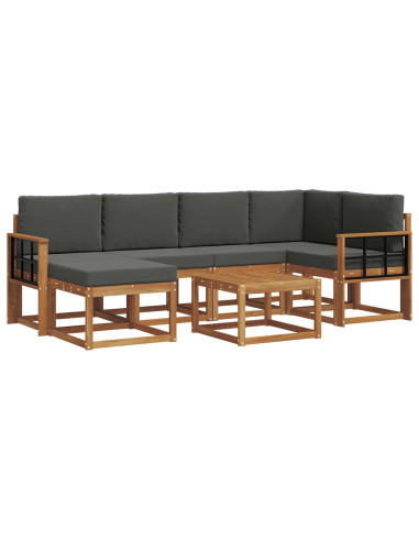 Set di divani da esterno con cuscino 7 pcs Naturale e Antracite
