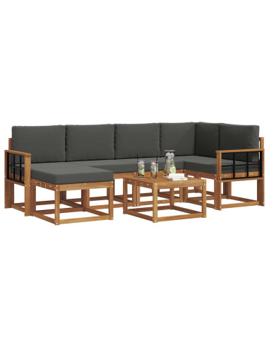 Set di divani da esterno con cuscino 7 pcs Naturale e Antracite