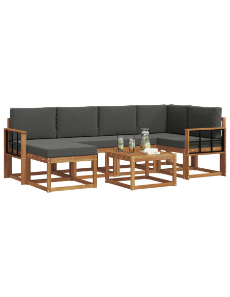 Set di divani da esterno con cuscino 7 pcs Naturale e Antracite