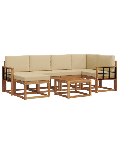 Set di divani da esterno con cuscino 7 pcs Naturale e Beige