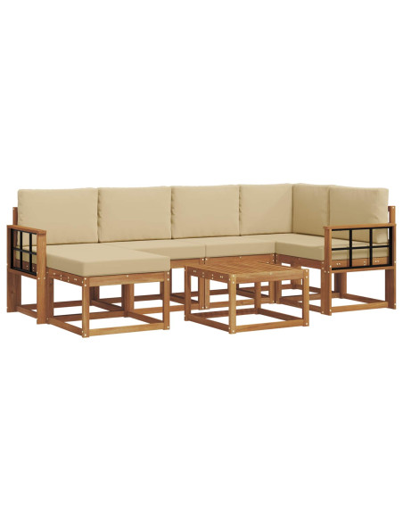Set di divani da esterno con cuscino 7 pcs Naturale e Beige
