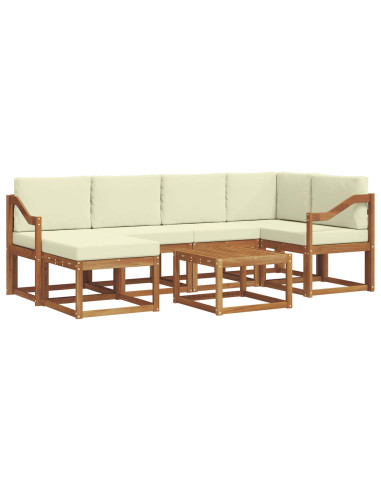Set di divani da esterno con cuscino 7 pcs Naturale e Crema