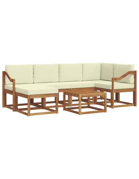 Set di divani da esterno con cuscino 7 pcs Naturale e Crema