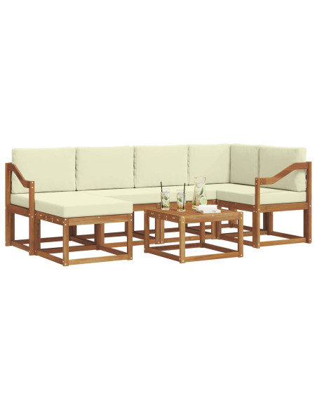 Set di divani da esterno con cuscino 7 pcs Naturale e Crema