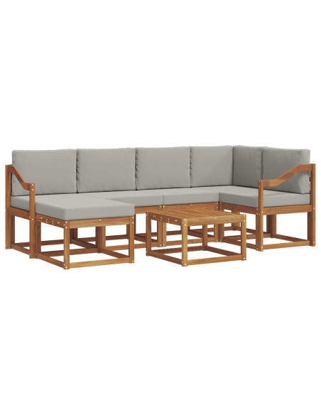 Set di divani da esterno 7 pcs Grigio Naturale e Chiaro