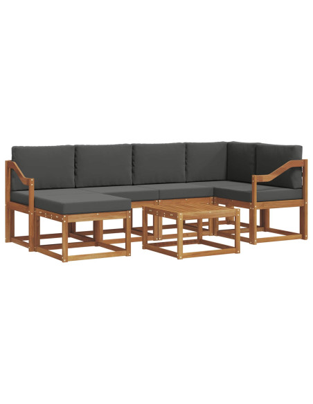 Set di divani da esterno con cuscino 7 pcs Naturale e Antracite