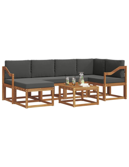Set di divani da esterno con cuscino 7 pcs Naturale e Antracite