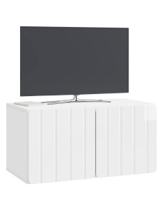 Mobile Porta TV da Muro Bianco Lucido 59,5 x 31 x 30 cm 2