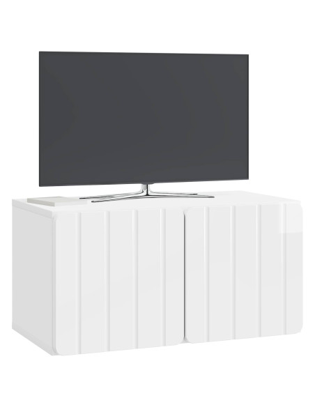 Mobile Porta TV da Muro Bianco Lucido 59,5 x 31 x 30 cm