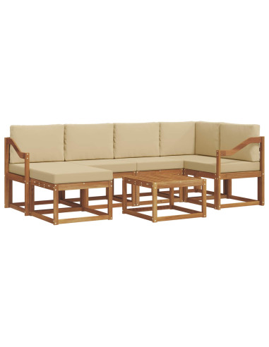 Set di divani da esterno con cuscino 7 pcs Naturale e Beige