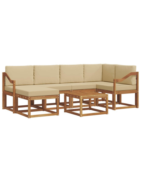 Set di divani da esterno con cuscino 7 pcs Naturale e Beige