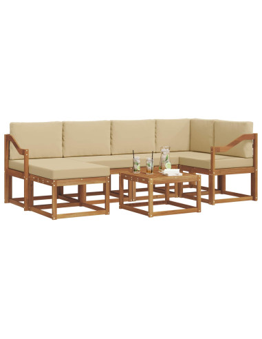 Set di divani da esterno con cuscino 7 pcs Naturale e Beige