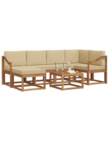 Set di divani da esterno con cuscino 7 pcs Naturale e Beige