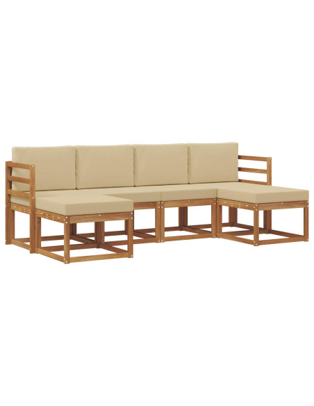 Set di divani da esterno con cuscino 6 pcs Naturale e Beige