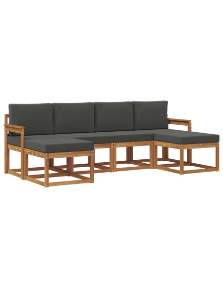 Set di divani da esterno con cuscino 6 pcs Naturale e Antracite