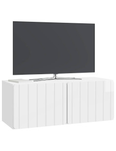 Mobile Porta TV da Muro Bianco Lucido 78,5 x 31 x 30 cm 2