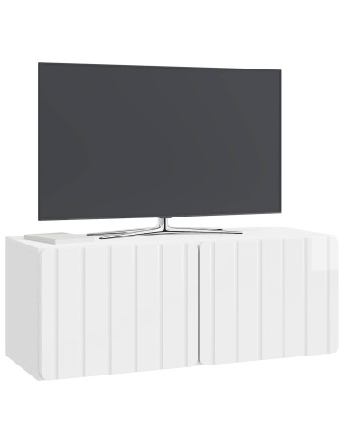 Mobile Porta TV da Muro Bianco Lucido 78,5 x 31 x 30 cm